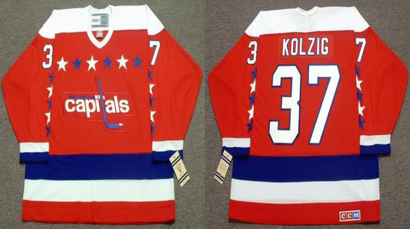 2019 Men Washington Capitals 37 Kolzig red CCM NHL jerseys